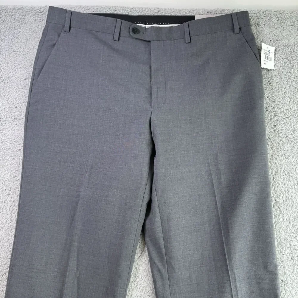 John Varvatos USA Pants Mens‎ 38 Gray Wool Blend Dress Slacks Unhemmed NWT